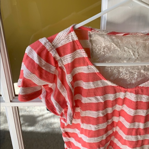 Coral and white striped top with bow in back - Picture 2 of 4
